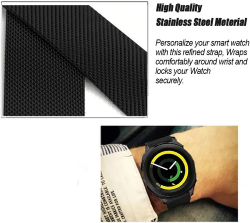 Vista 4 de Correa compatible con Galaxy Watch 4/4 Classic / 5/5 Pro / 6/6 classic / 3 1.614 in / Galaxy Watch 1.654 in / Active 2, correa de repuesto de malla