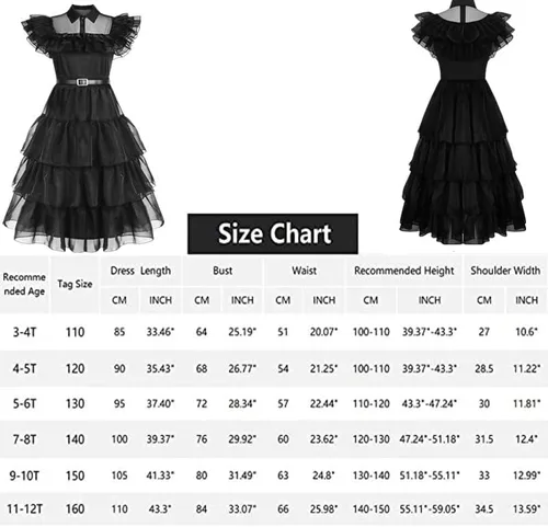 Vista 7 de Wednesday Addams - Ropa para niñas para Addams, disfraces de la familia, Halloween, cosplay, vestido de fiesta con traje