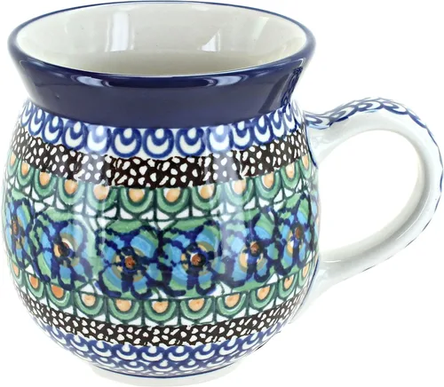 Vista 27 de Blue Rose Polish Pottery - Blue Alyce Bubble Mug - 16 oz - Unique Shape Mug for Coffee & Tea