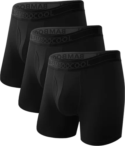 Vista 11 de BAMBOO COOL Calzoncillos tipo bóxer transpirables para hombre con bragueta que absorbe la humedad, ropa interior ligera, paquete de 7
