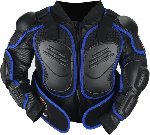 Vista 7 de RIDBIKER - Chaleco protector de pecho para niños, equipo de motocross, moto todo terreno, chaqueta de armadura de cuerpo completo para motocicleta