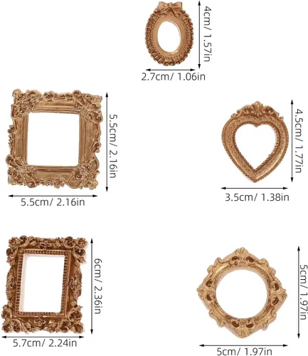 Vista 2 de Alasum Vintage Mini Picture Frames Resin 10pcs Golden Baroque DIY Crafts