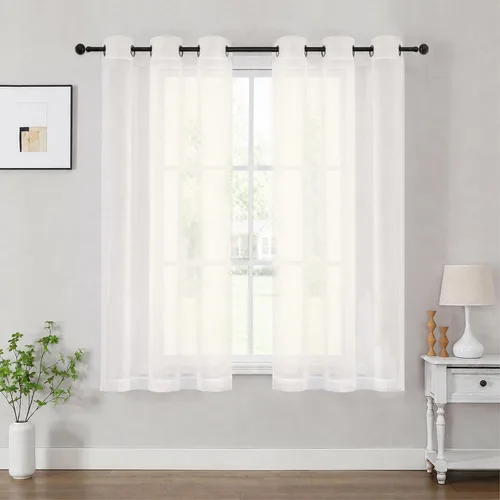Vista 26 de OWENIE Cenefa transparente con ojales negros para ventanas, 2 paneles de 52