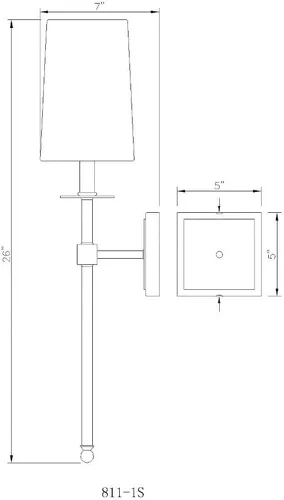 Vista 6 de Z-Lite 1 aplique de pared ligero 811-1S-BN, níquel cepillado