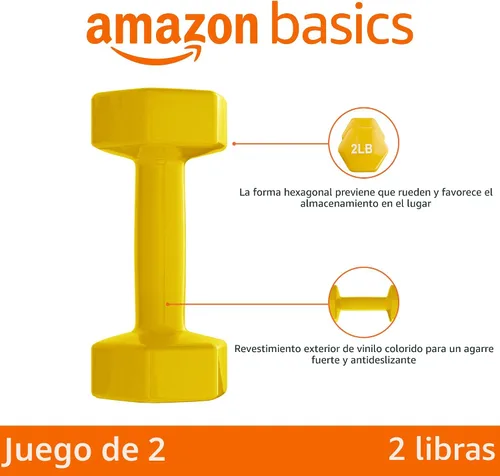Vista 2 de Amazon Basics - Mancuernas con revestimiento de vinilo para mano