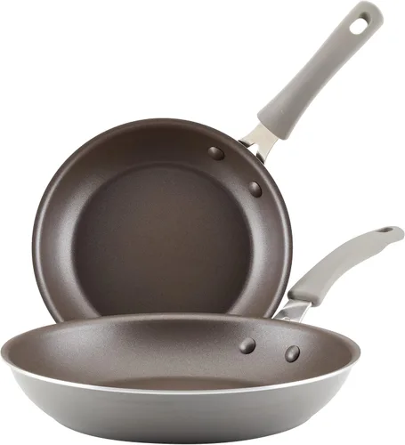 Vista 13 de Rachael Ray Cook + Create - Juego de sartenes antiadherentes, 9.5 pulgadas y 11.75 pulgadas, color azul agave