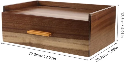 Vista 2 de Caja de té de madera de acacia con 8 compartimentos y cajón