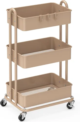 Vista 10 de Simple Houseware - Carrito de metal resistente de 3 niveles, color Negro