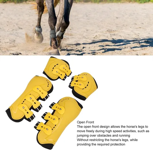 Vista 4 de Botas de tendón para caballo, frente abierto, transpirables, ajustables, botas protectoras para caballo, forro suave, botas protectoras para caballo