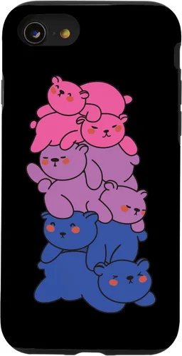 Vista 13 de Funda con diseño de oso LGBTQ para iPhone 15 con bandera bi