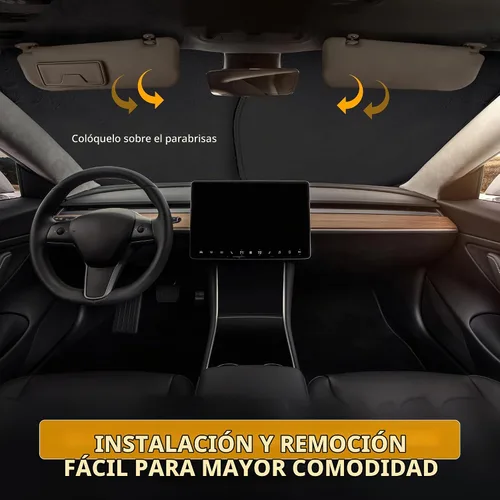 Vista 2 de EcoNour Parasol para parabrisas Tesla para el modelo 3/Y plegable UV