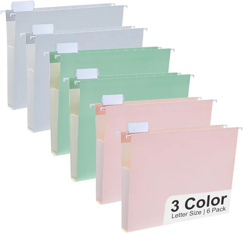 Vista 28 de Y YOMA Tamaño carta, paquete de 6 carpetas colgantes de acordeón con capacidad adicional, carpeta decorativa reforzada, carpeta expandible