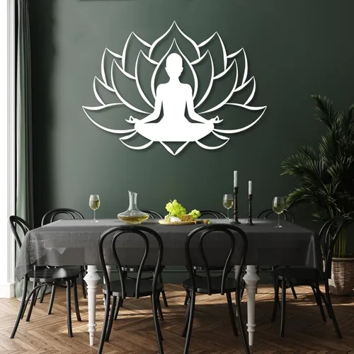 Vista 4 de Arte de pared de flor de loto de metal, decoración de pared de metal zen, decoración de pared de flor de loto, decoración de pared de flor de loto