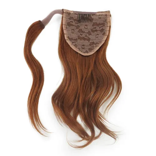 Vista 3 de Extensiones de cabello humano 100 % real, ondulado, corto, envolvente, cola de caballo, 8 pulgadas (2.22 onzas 1#negro azabache)