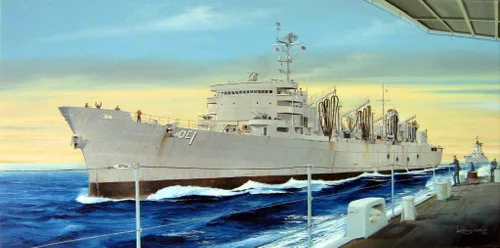 Vista 2 de Trumpeter 1/700 USS Sacramento AOE1 Kit de Modelo de Buque de Apoyo de Combate Rápido