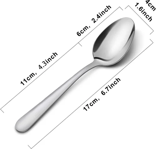 Vista 2 de Juego de 24 cucharas de cena – Cucharas de acero inoxidable de 6.7 pulgadas, cucharas de postre duraderas, cuchara de mesa para el hogar, cocina