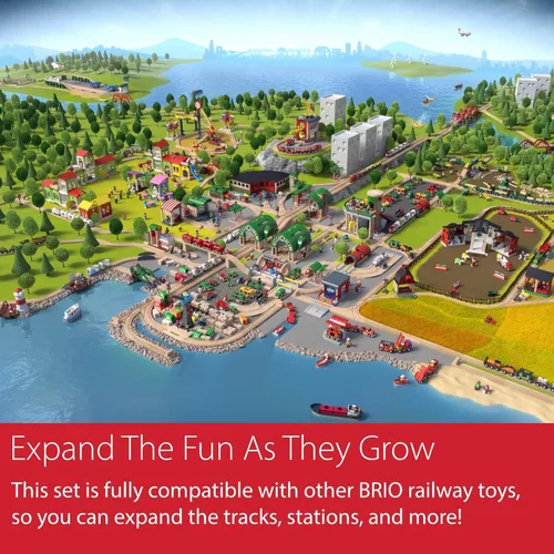 Vista 4 de BRIO World - Tren de acción con pilas, motorizado para pistas de madera, juego eléctrico para niños, incluye carro de carbón móvil y mezclador