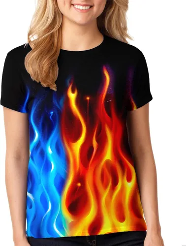 Vista 4 de Camisetas unisex con estampado 3D de manga corta y cuello redondo para hombre y mujer