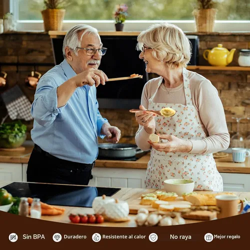 Vista 8 de Cucharas de madera para cocinar, juego de utensilios de cocina de madera, juego de 10 piezas de utensilios de cocina de madera con cucharas