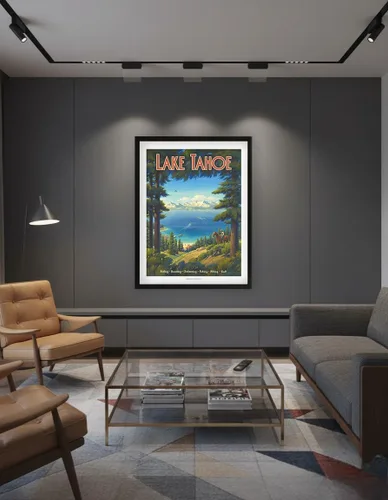 Vista 7 de Kerne Erickson - Póster de viaje vintage de Kerne Erickson Lake Tahoe California, equitación, barco, natación, pesca, senderismo, golf, impresión