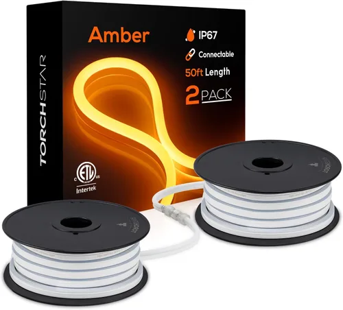 Vista 9 de TORCHSTAR Cuerda de luces LED de neón de alta calidad de 50 pies, decoración flexible de festivales, impermeable IP67 para exteriores, enchufe UL