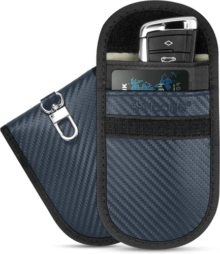 Vista 11 de TICONN 2PK Faraday - Bolsa para llavero de coche, bolsa de bloqueo RFID NFC Beige