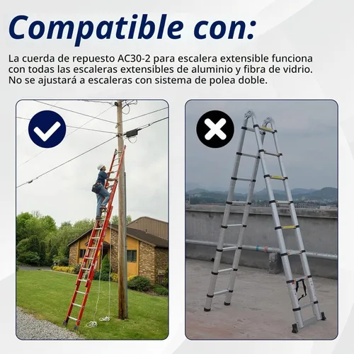 Vista 4 de Cuerda de escalera de extensión AC30-2 de repuesto para escalera de extensión Werner