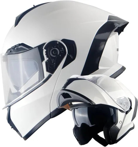 Vista 18 de 1Storm Nuevo Casco Modular de Motocicleta con Visera Dual, Protección Solar Completa y Luz Trasera LED Recargable: LED-X90 Flecha Azul