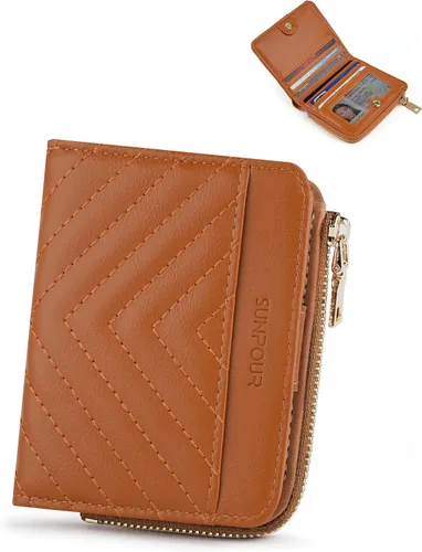 Vista 25 de Billeteras pequeñas y plegables para mujer, mini-cartera RFID para mujer, tarjetero delgado con bolsillo con cremallera para monedas y 2 ventanas