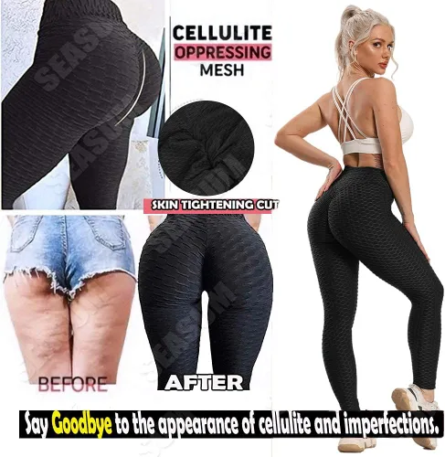 Vista 3 de SEASUM - Pantalones de yoga de cintura alta para mujer, con control de abdomen y realce de glúteos, leggings favorecedores para entrenar y correr