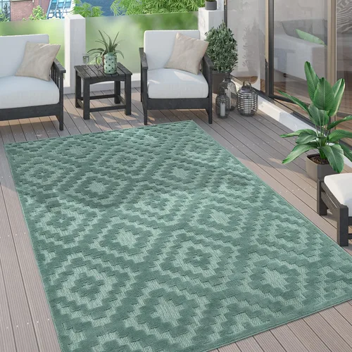 Vista 7 de Paco Home Alfombra para interiores y exteriores con patrón geométrico enrejado en antracita, tamaño: 2' x 3'3