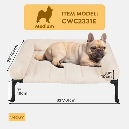 Vista 2 de Veehoo - Camas elevadas para perros de tamaño mediano con cojín de felpa esponjosa Orthopedic Raised Dog Beds for Indoor Outdoor, Soft Pet Sofa