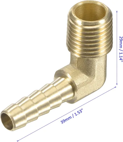 Vista 4 de M METERXITY Accesorios de púas de manguera de latón - Codo de 90 grados Conector de tubo de latón de 1/4 de pulgada Aplicar al gas de agua