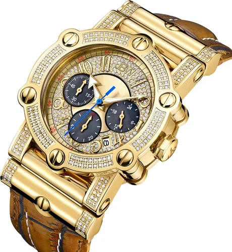 Vista 2 de JBW Reloj de pulsera con diamantes de .98 ctw de 10 años para hombre con correa de cuero