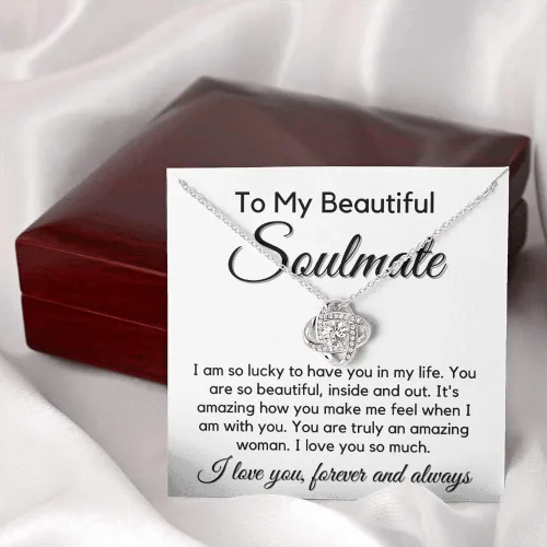 Vista 8 de Collar con nudo de amor para mi alma gemela - My Lovely Wife, regalos para novia, regalos románticos para ella de marido a esposa, día de San