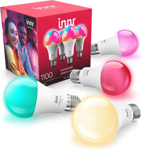 Vista 15 de innr - Bombilla inteligente Zigbee A19, funciona con Hue*, Alexa, SmartThings (se requiere hub), luz blanca y de color, bombilla LED E26, bombilla