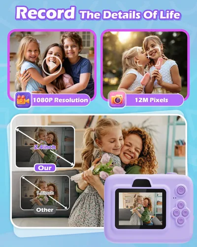 Vista 6 de Juguetes de Cámara Instantánea para Niños de 3-12 años, Regalo de Navidad y Cumpleaños para Niñas y Niños - Cámara Digital para Niños con Pantalla
