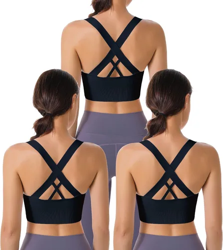 Vista 15 de High Support Sports Bras for Women, Padded Criss Cross Seamless 3-5Pack