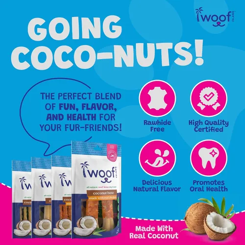 Vista 5 de Coconut Doggie Chews - Golosinas de coco para mascotas de primera calidad, totalmente naturales, masticables saludables para cachorros y sin piel