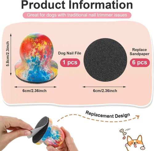 Vista 6 de Abeillo Lima de uñas para perro con 6 discos de archivo reemplazables, tablero para rascar para un cuidado seguro y fácil de las uñas, la tabla