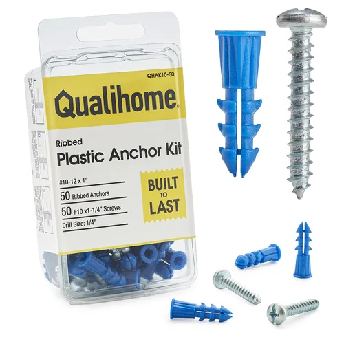 Vista 12 de Qualihome Kit de Anclajes de Plástico Acanalado para Paneles de Yeso - Anclajes de Pared y Tornillos para Paneles de Yeso Incluye Anclajes