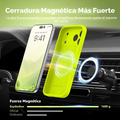 Vista 3 de Funda magnética para iPhone 17 Pro Max, compatible con MagSafe, [protección completa de la cámara] [protector de pantalla] Funda protectora de Verde