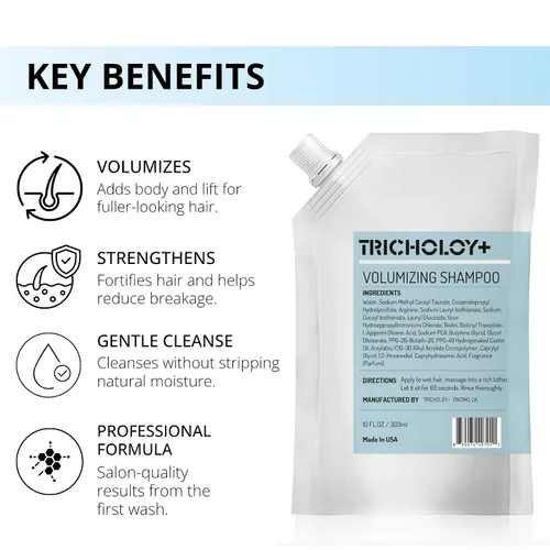 Vista 3 de Champú voluminizador y espesante para cabello fino y fino, fórmula de biotina Root Lift añade cuerpo instantáneo, plenitud y brillo, sin sulfato, 10
