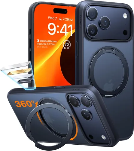 Vista 16 de TORRAS Anillo giratorio 360° para iPhone 14 Pro Max [Compatible con Magsafe] con soporte, soporte magnético para anillos, grado militar, a prueba