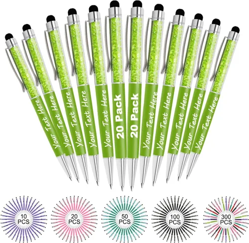 Vista 55 de Bolígrafos personalizados con nombre y texto, bolígrafos de diamantes de cristal personalizados a granel, 10 bolígrafos, regalos para mujeres