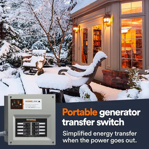 Vista 2 de Generac HomeLink - Interruptor de transferencia de generador portátil de 30 amperios, interruptor de transferencia manual actualizable, 8-10
