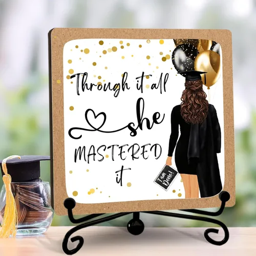Vista 9 de Regalos para primas para mujeres, placa de madera para decoración de escritorio con soporte, relaciones de larga distancia, regalos de cumpleaños