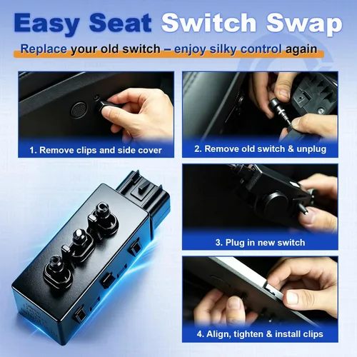 Vista 7 de Interruptor de ajuste de 6 vías para asiento del conductor, compatible con Chevy GMC 2004-2013, reemplaza 12451495
