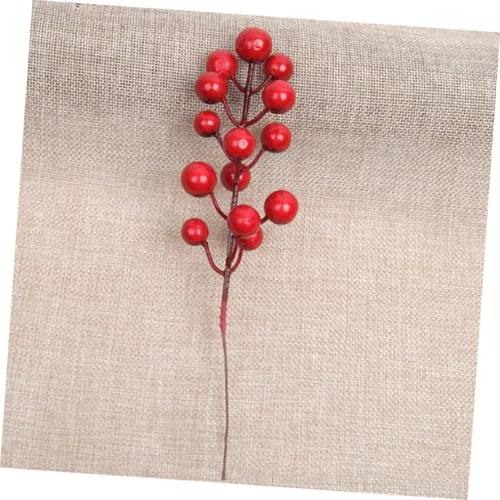 Vista 3 de Abaodam 24 piezas de espuma de Navidad de frutas rojas de acebo, ramas de acebo, centro de mesa de Navidad, decoración de Navidad, adornos