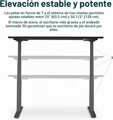 Vista 4 de Vari Classic - Escritorio eléctrico de pie VariDesk ajustable en altura para sentarse/para estar de pie - Escritorio de bipedestación con dos Parte